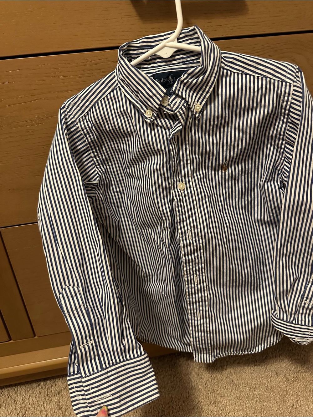 Ralph Lauren Blue & White Striped Button-Up Shirt